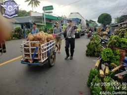 Cegah Kemacetan Satlantas Lumajang Amankan Pasar Tumpah Ranuyoso