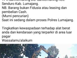 Excavator 15 Ton Raib Digondol Pencuri di Lumajang