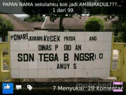 Papan Nama SDN 01 Tegal Bagsri Ranuyoso Jadi Perbincangan di Facebook