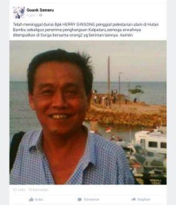 Herry Ginsong Gunawan, Sang Penjaga Hutan Bambu Lumajang Meninggal