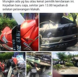 Oleng, Pick Up Nabrak Motor Beat di Jalan Mlawang Klakah