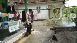 Curah Hujan Tinggi Polsek Kunir Lakukan Monitoring Luapan Air Sungai