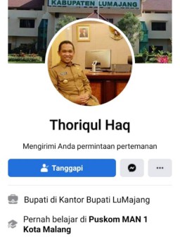 Hati-hati, Beredar Akun Facebook Palsu Bupati Lumajang Thoriqul Haq