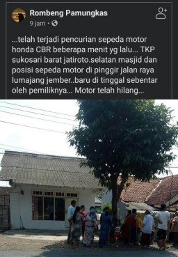 Honda CBR Milik Warga Pasuruan Dicuri di Jatiroto Lumajang