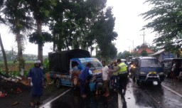 Mobil Pickup Warga Malang Tabrak Pohon di Jalan Raya Tekung Lumajang