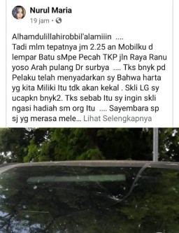 Viral Mobil Anggota DPRD Dilempar Batu di Jalan Ranuyoso Lumajang