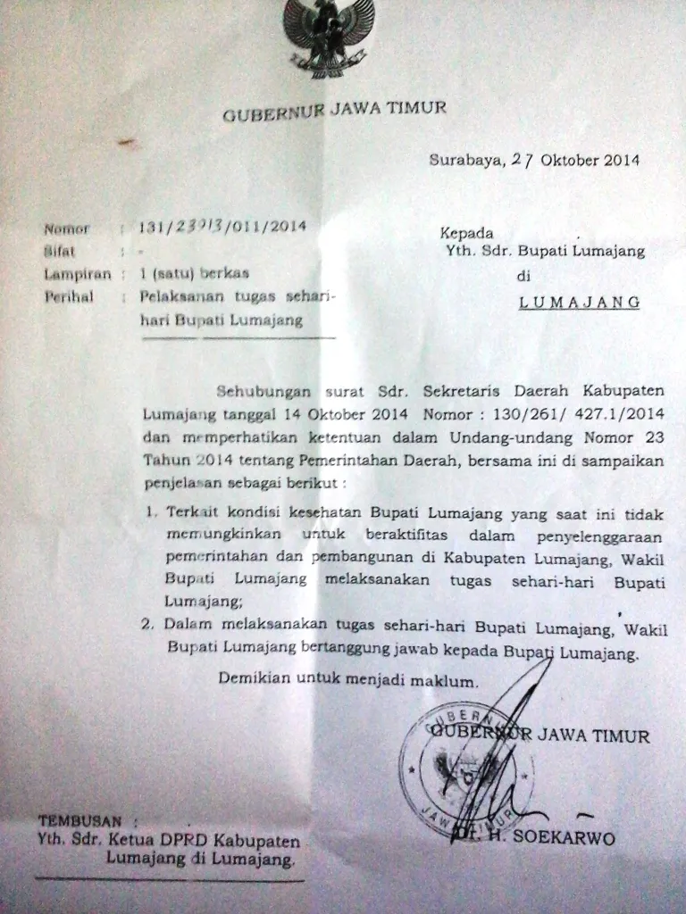 Agenda Besar Politik, Dibalik Surat Gubernur Jatim