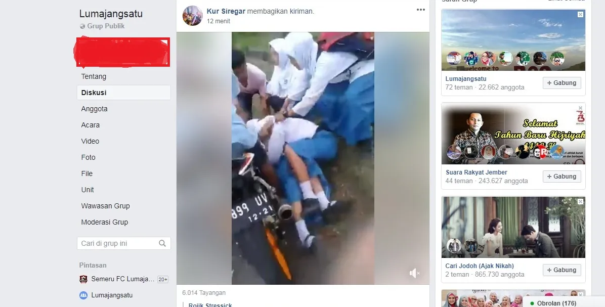 Viral, Video Pelajar Perempuan Berkelahi di Embong Kembar Lumajang