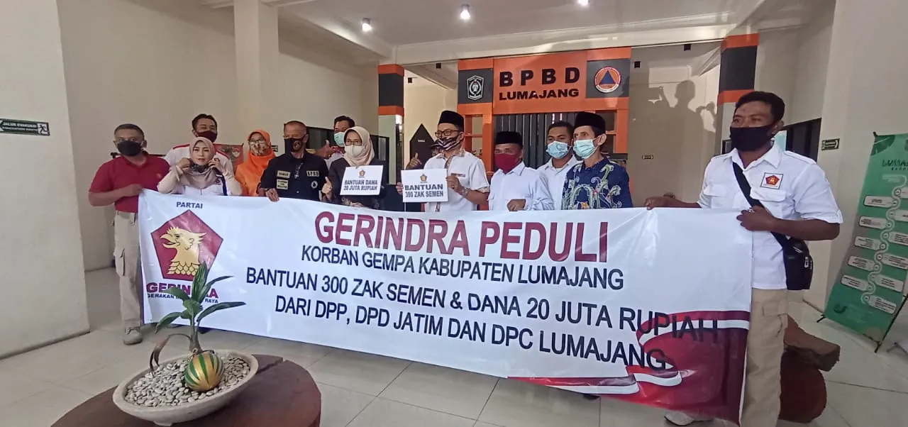 Partai Gerindra Beri Bantuan Ke 2 Korban Terdampak Gempa di Lumajang