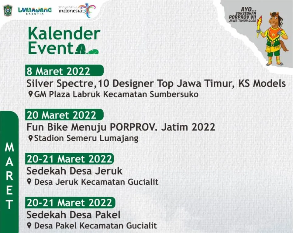 Ini 12 Kalender Event Bulan Maret di Lumajang