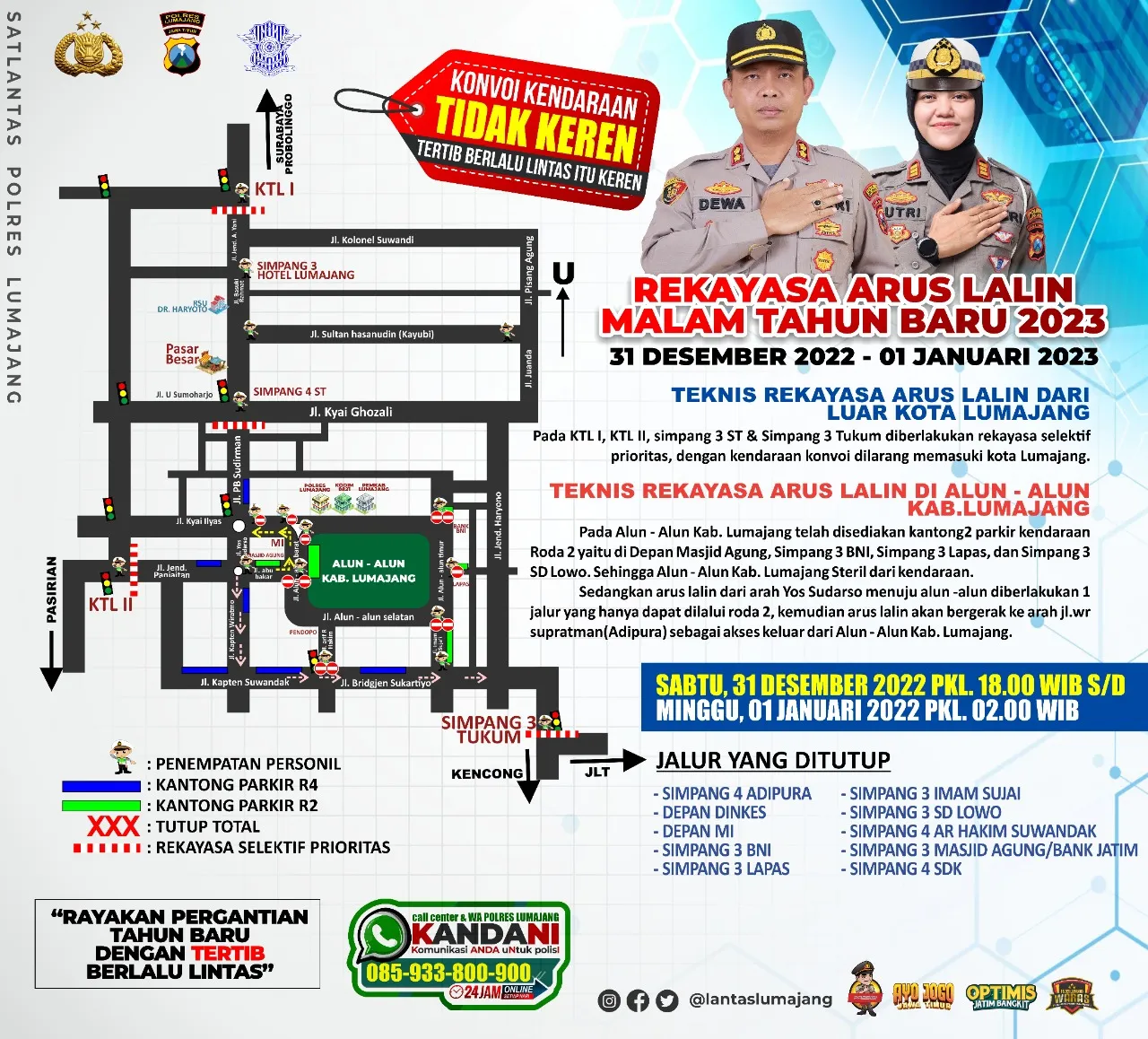 Ini Titik Penutupan Jalan Saat Malam Tahun Baru di Lumajang