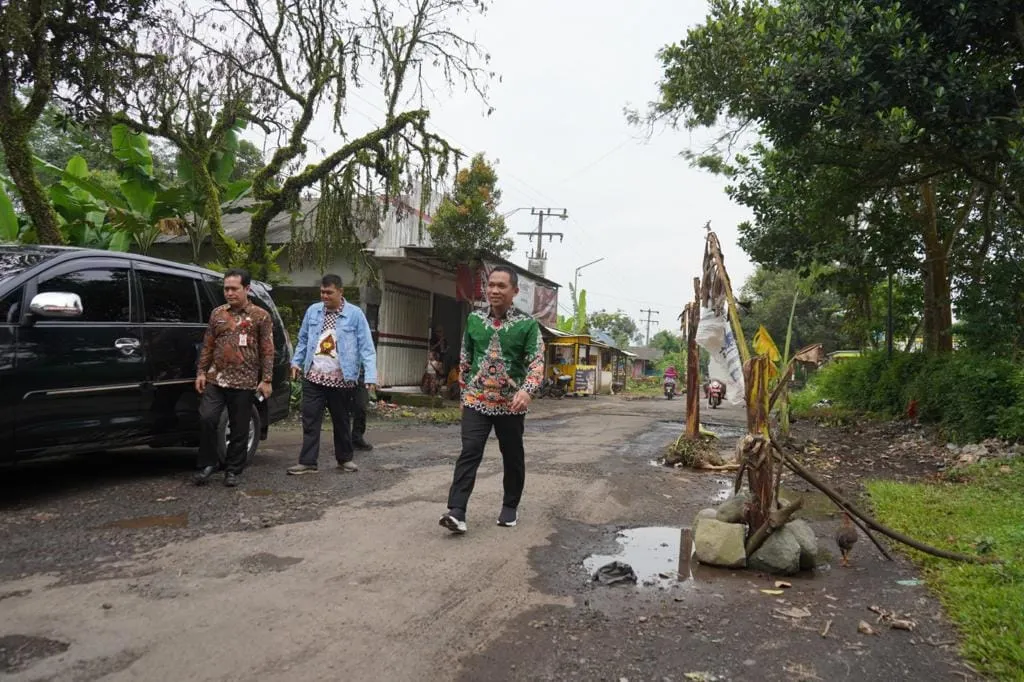 Cak Thoriq Lumajang Cek Langsung Jalan Rusak di Tanami Pisang