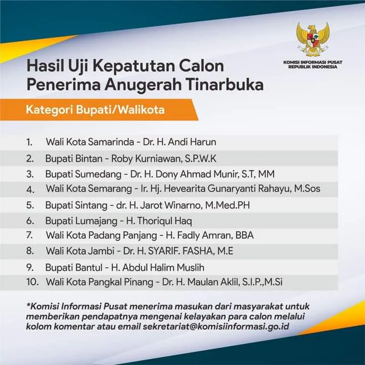 Bupati Lumajang Masuk 10 Nominator Penerima Anugerah Tinarbuka 2023