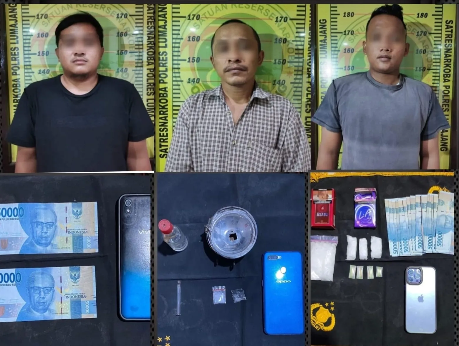 Satresnarkoba Polres Lumajang Tangkap Tiga Pengedar Sabu Asal Yosowilangun Lumajang