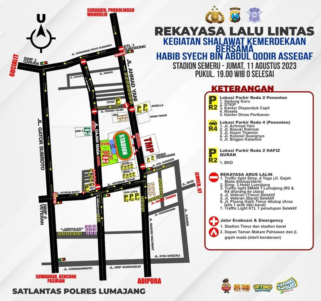Rekayasa Lalulintas Sholawat Kemerdekaan Bersama Habib Syech