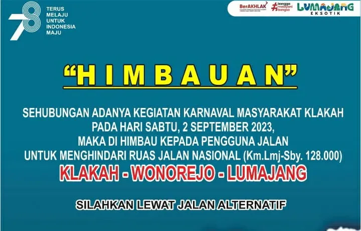 Besok Ada Karnaval di Klakah Lumajang, Jalur Dialihkan