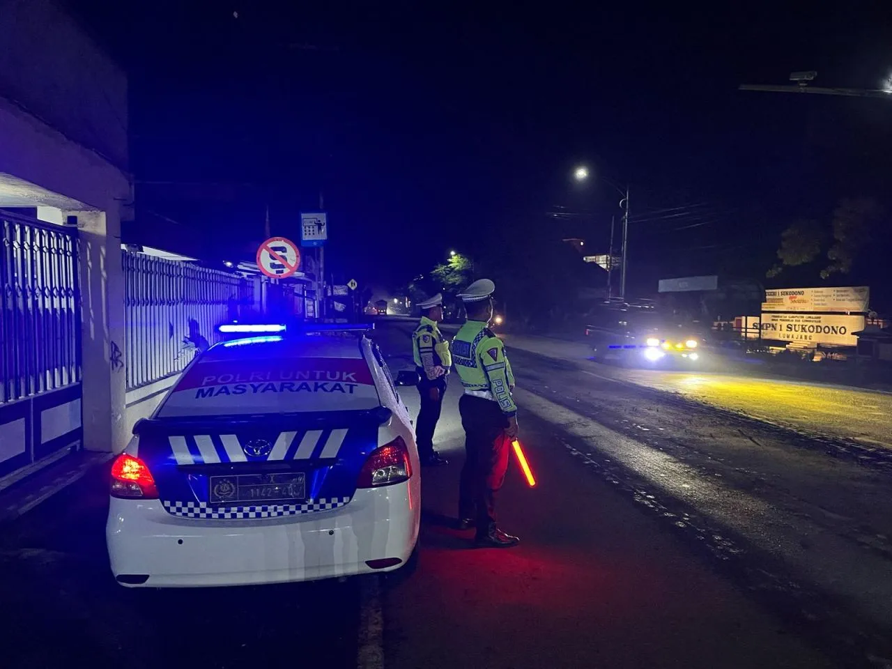 Satlantas Polres Lumajang Intensifkan Patroli Malam Cegah Balap Liar di Jalan Sukarno Hatta