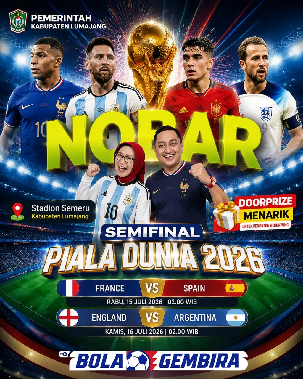 Pemkab Lumajang Gelar Nobar Gratis Semifinal Piala Dunia 2026, Perkuat Kebersamaan dan Dongkrak UMKM