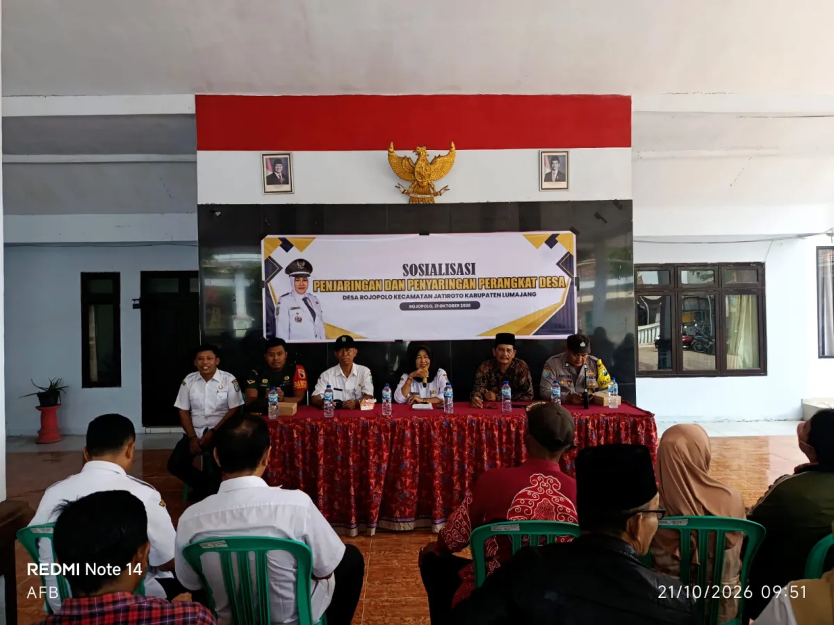 Bhabinkamtibmas Hadiri Sosialisasi Penjaringan Anggota BPD dan Perangkat Desa Rojopolo