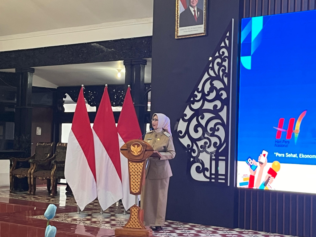 Bupati Lumajang Indah Amperawati saat sambutan di HPN 2026