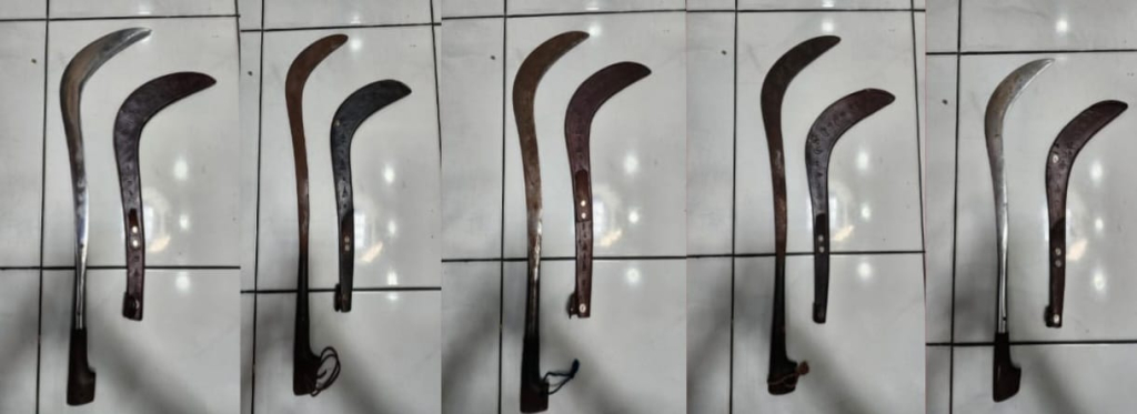 Barang bukti yang diamankan dari 5 pelaku