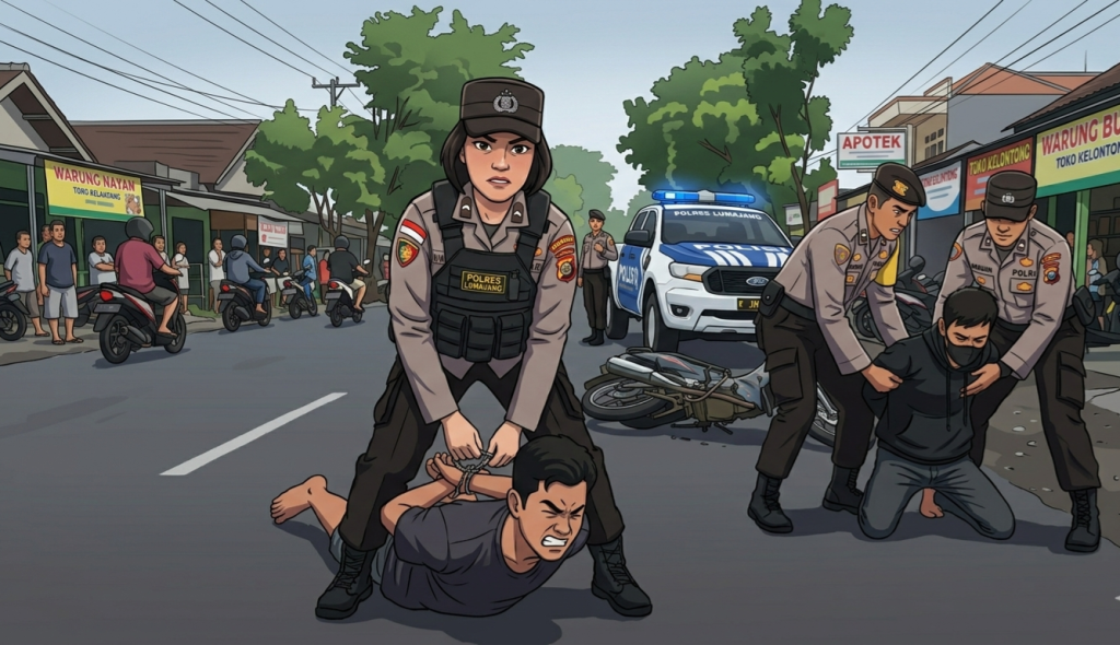 Ilustrasi saat penangkapan pelaku dan penadah
