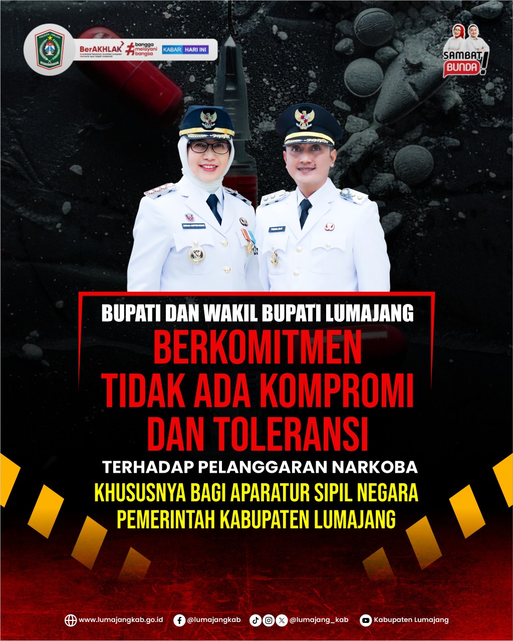Indah Amperawati bersama Wakil Bupati Lumajang menegaskan komitmen tanpa kompromi terhadap pelanggaran narkoba di lingkungan ASN Pemerintah Kabupaten Lumajang.