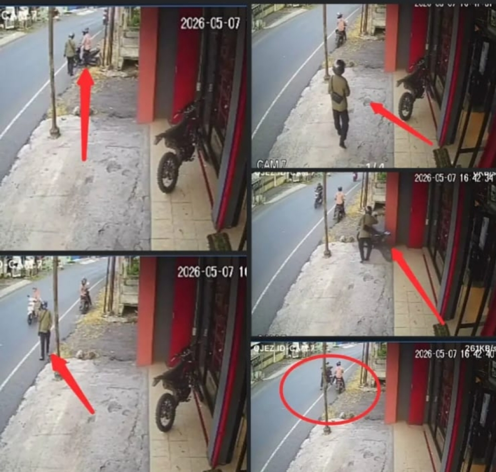 Hasil tangkapan layar pelaku melancarkan aksinya saat terekam cctv
