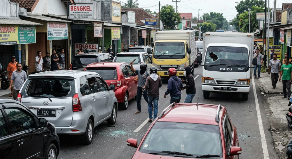 Ilustrasi pecah kaca mobil
