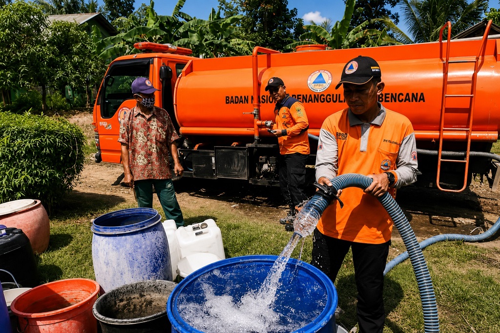 BPBD Lumajang ketika droping air bersih