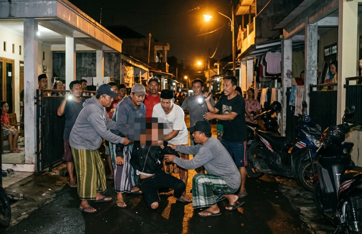 Diduga Jambret di Salon Klakah, Pria Dimassa Warga, Motor Dibakar