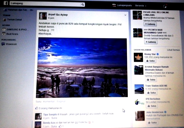 Facebooker Usulkan Ada Tongkrongan Modern di Puncak B-29