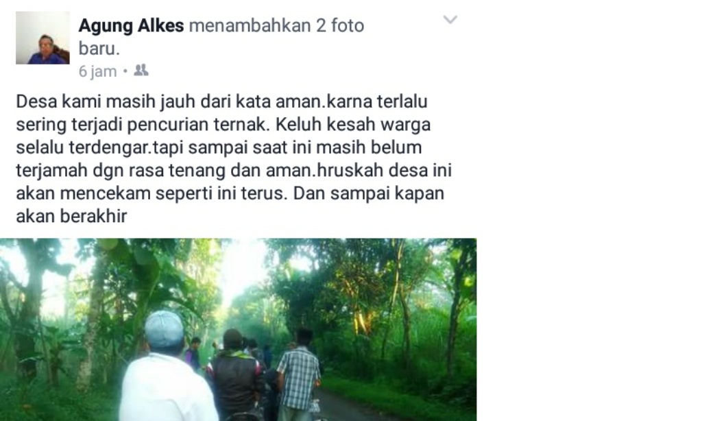 Maling Sapi Merajalela, Warga Ranuyoso Mengeluh di Facebook